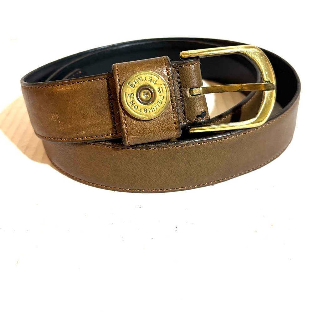 Vintage Brown Leather Belt with Gold Buckle